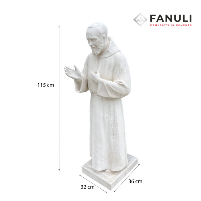 padre pio 115 cm misure bianco