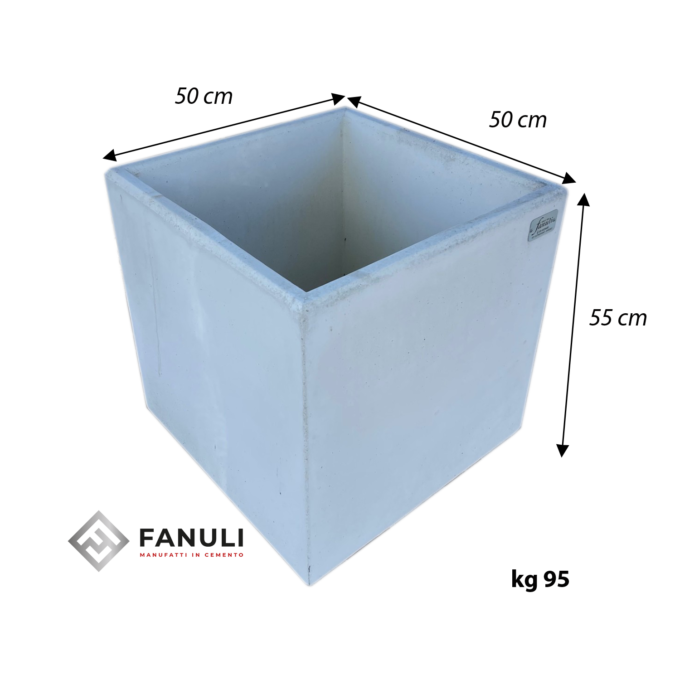 Vaso Cubo 50x50. MISURE cemento bianco