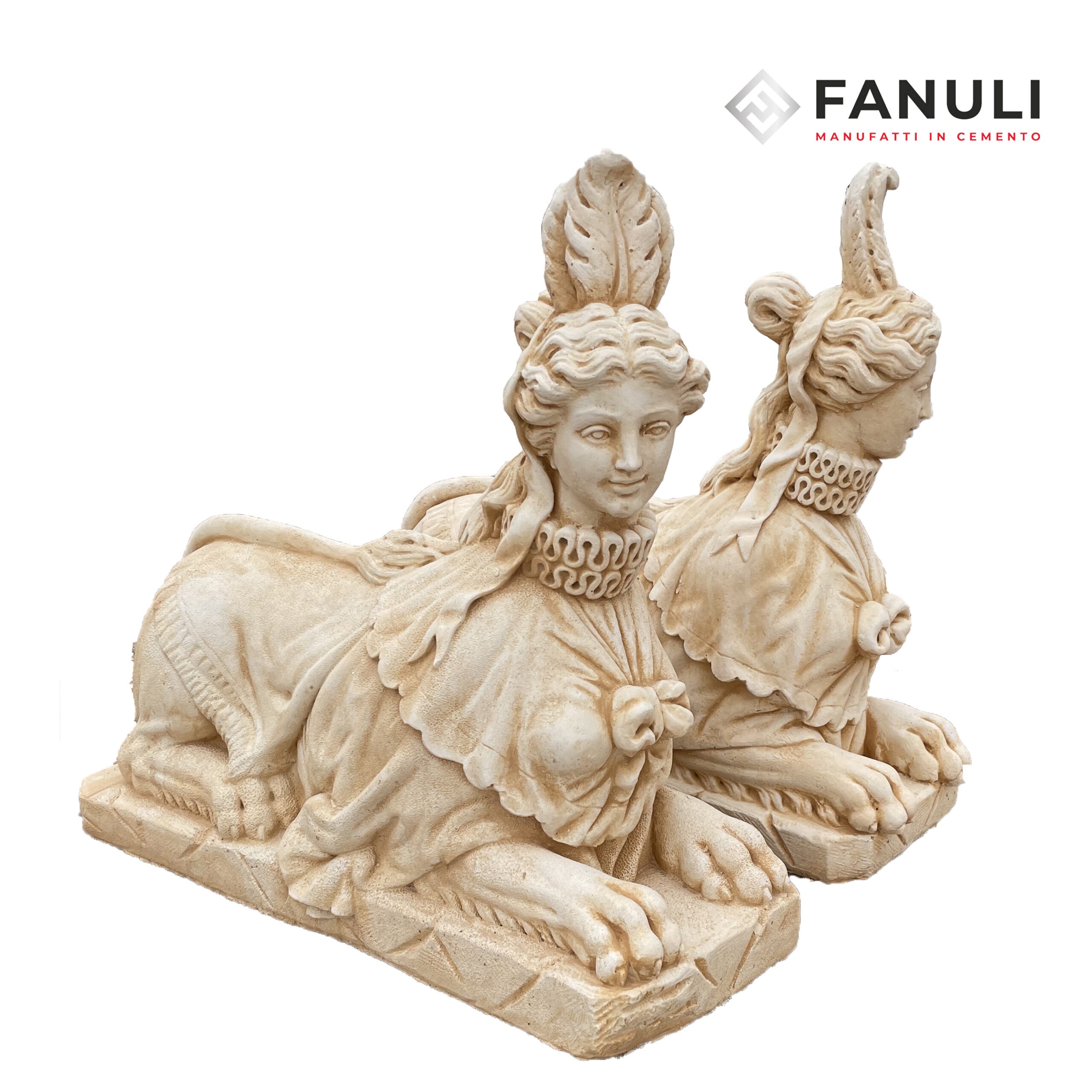 Coppia Sfingi egiziane giganti h 100 - dx e sx Sfinge gigante dx e sx