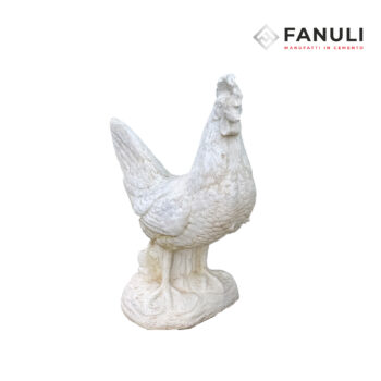 Gallina decorativa in cemento bianco altezza 40cm per esterno.